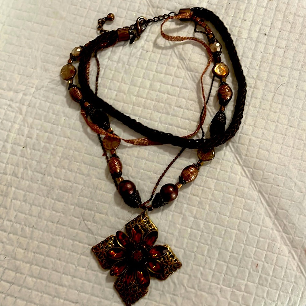 Chico's multi strand pendant necklace with carnelian color stones